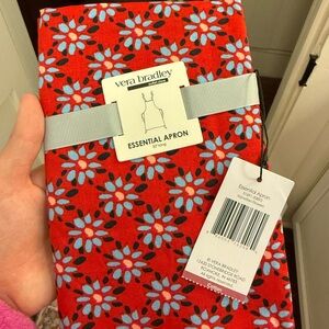 Vera Bradley Red Floral Essential Apron with Blue and Black Accents
